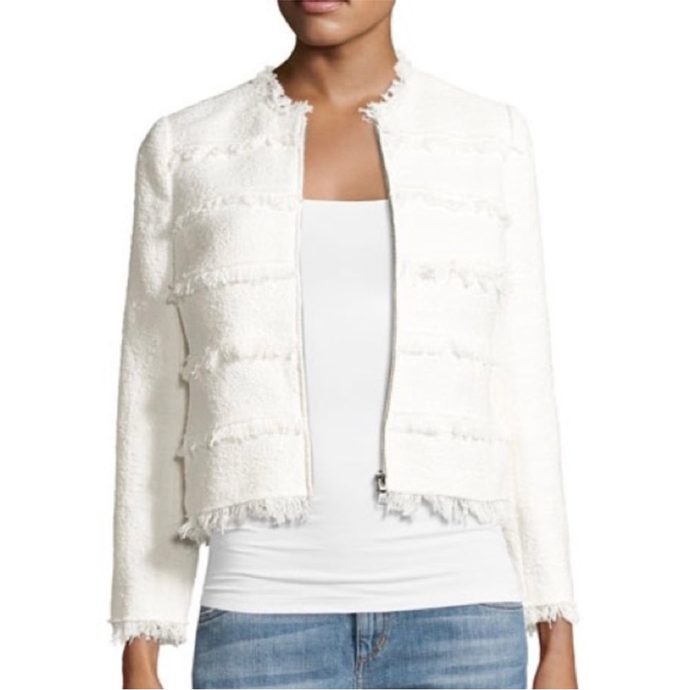 Rebecca Taylor off white fringed textured up jacket